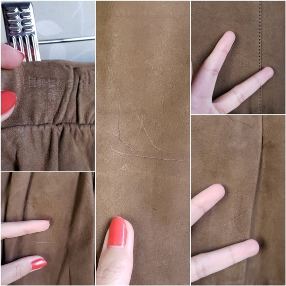 Vintage Genuine Leather High Rise Pencil Skirt Jacqueline Ferrar Brown Small - Picture 8 of 8